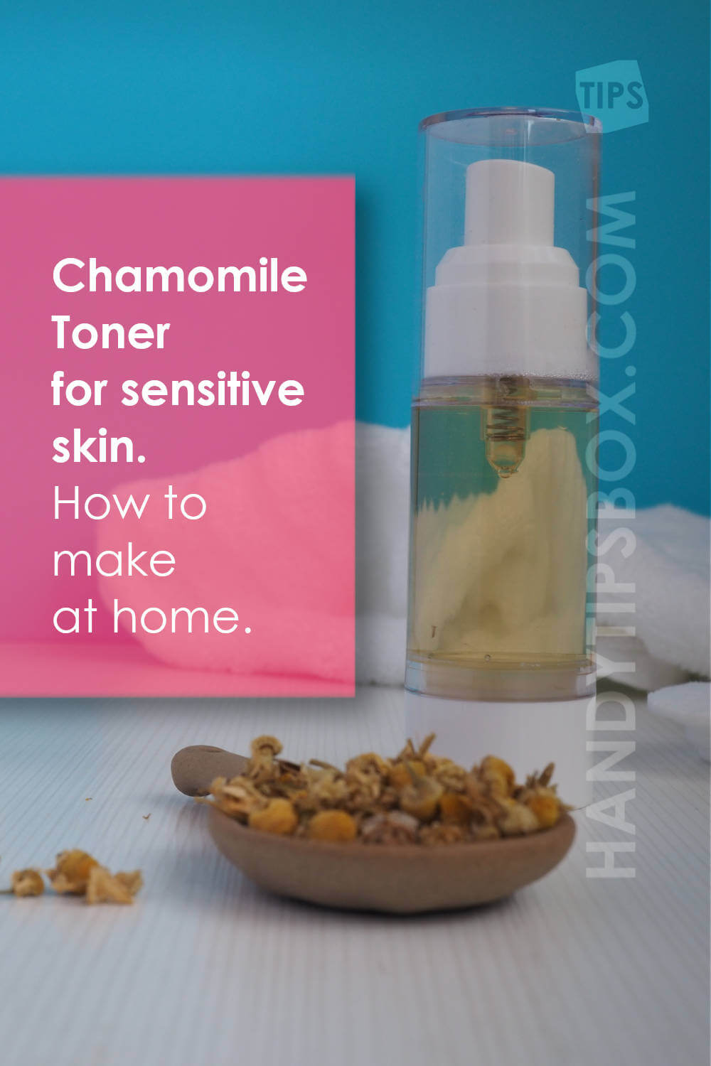 Ready-made chamomile facial toner in a bottle with spray