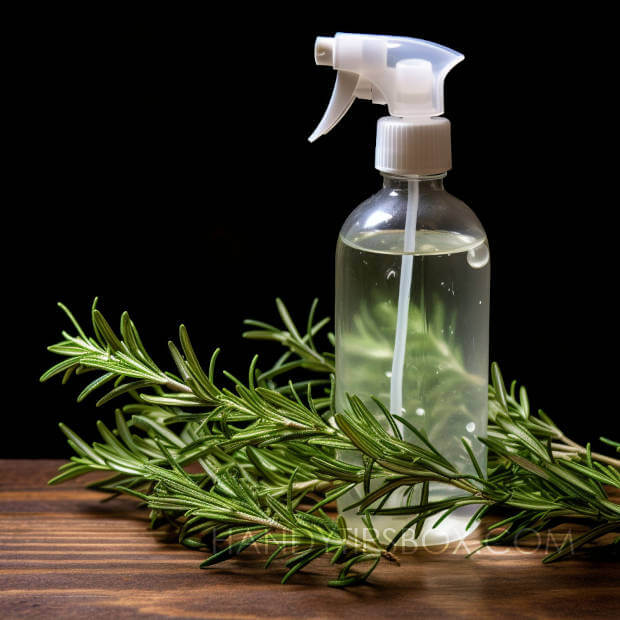 Cosmetic spray bottle filled with DIY rosemary face toner