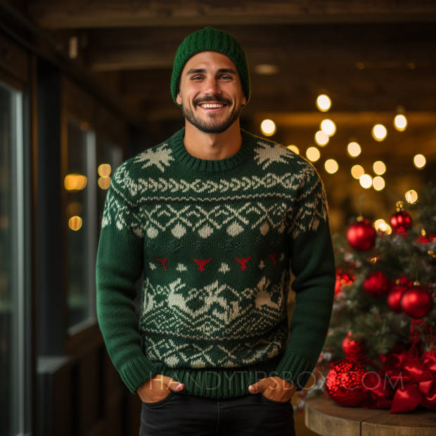 Man in Green Ugly Christmas Sweater