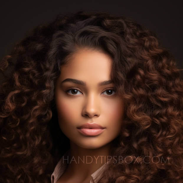 Young beautiful woman with brazilian curls hairstyle