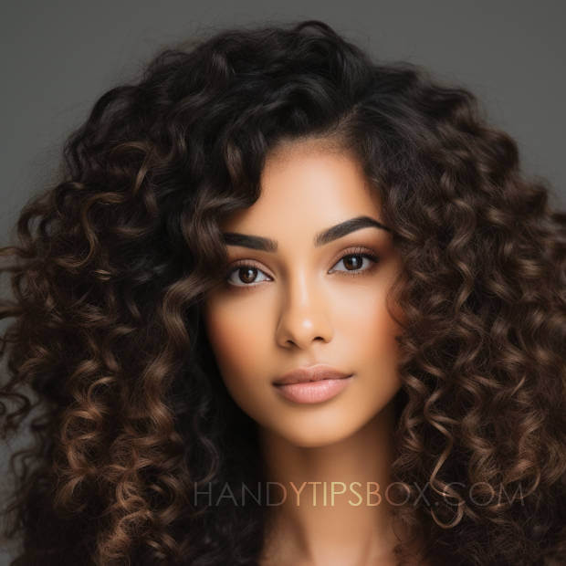 Young beautiful woman with Brazilian curls hairstyle